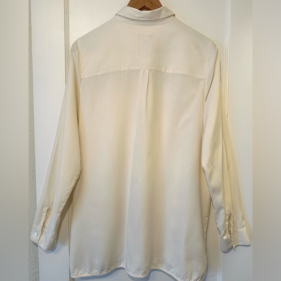 J Jill 100% Silk Long Sleeve Ivory Button Down Shirt - Picture 7 of 15